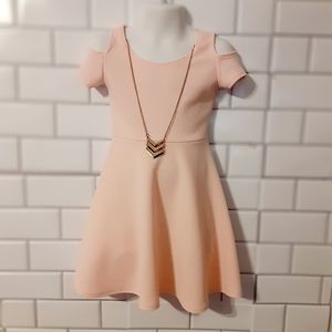 Little girls pink cold shoulder dress